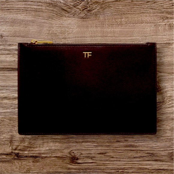 Tom Ford Handbags - Tom Ford Pouch Black Pebble With Gold Hardware